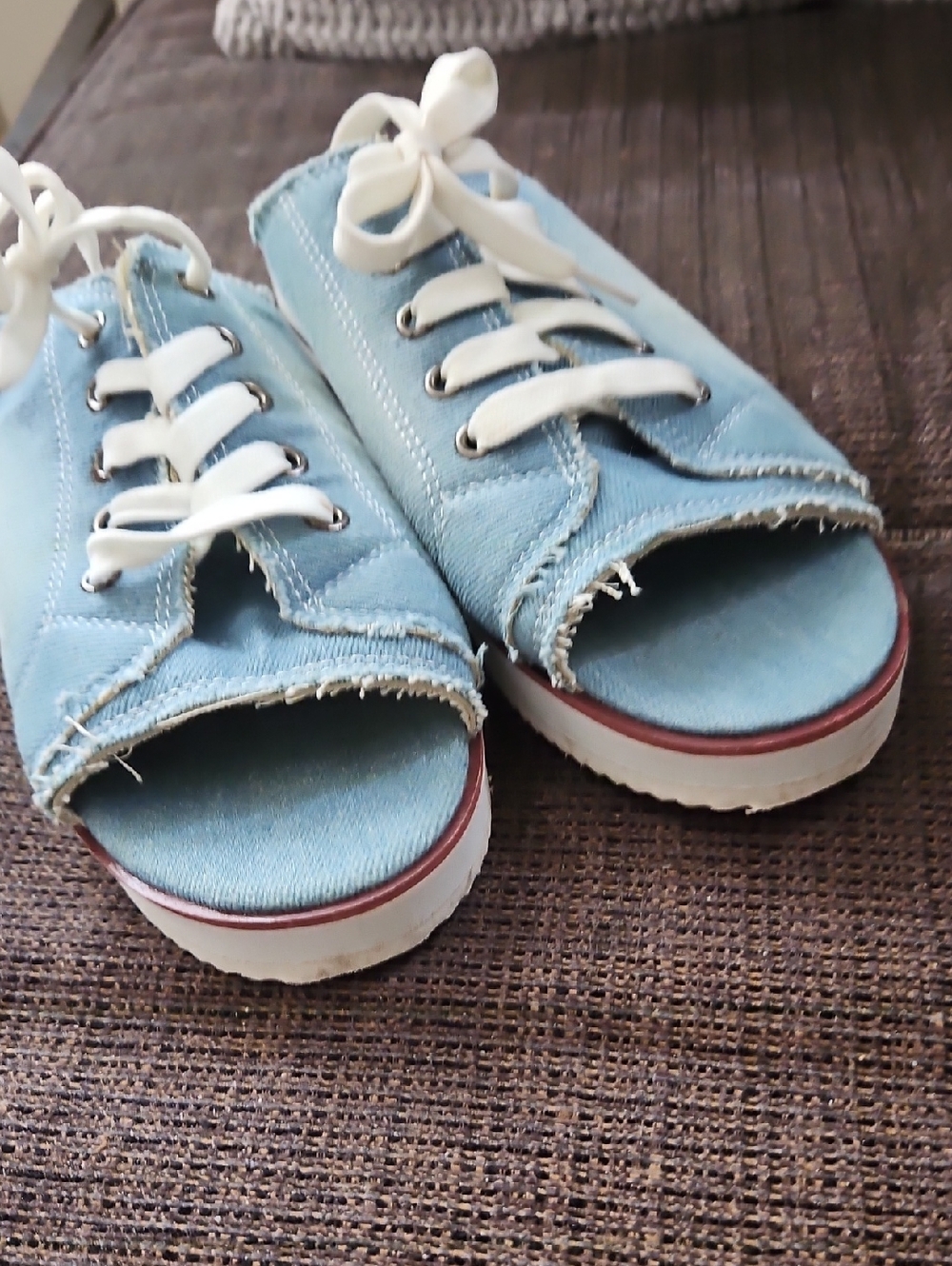 Blue Denim Canvas Slide Sandals